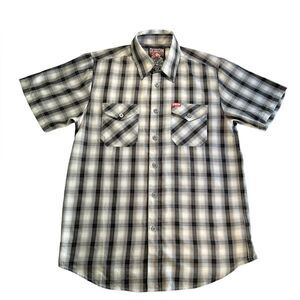 DIXXON Flannel Shirt THE HACIENDA Mens M Black White Classic Button Down Plaid